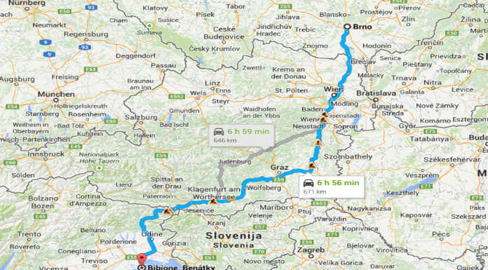 Na Benátskou riviéru autem – vše co potřebujete vědět před cestou Mapa cesty autem z Brna do Bibione
