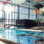 Pohled na bazény lázní Merano