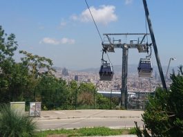 Vyhlídková lanovka na Montjuïc – Barcelona z ptačí perspektivy Telefèric de Montjuïc - lanovka na kopec Montjuïc