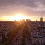 Vítězný oblouk - západ slunce nad La Défense